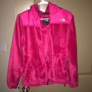 Pink and fluffy northface sweater